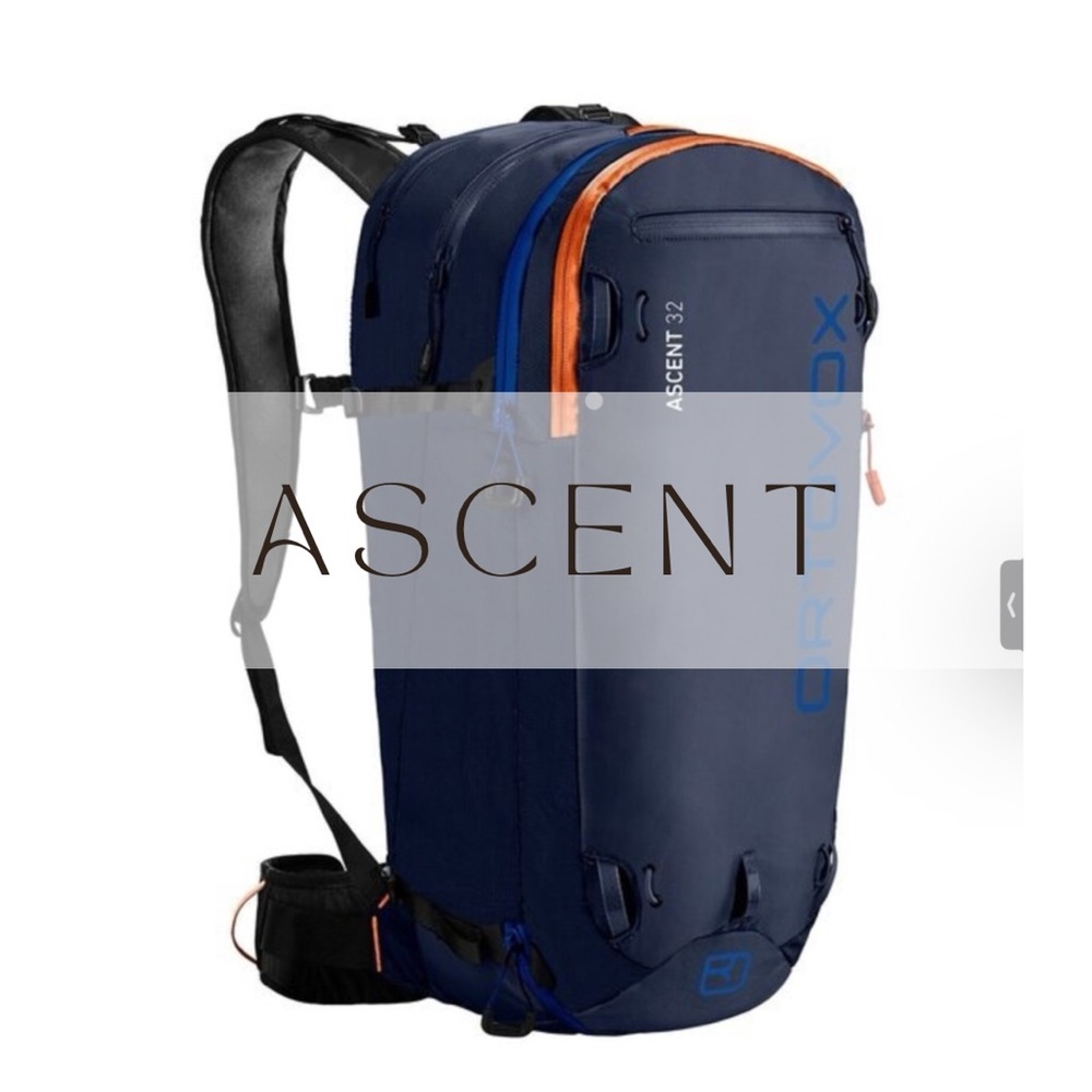 Ascent 32 Men's Ski Backpack - Navy and Orange